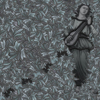 Fallen Angel navy luxury wallpaper close