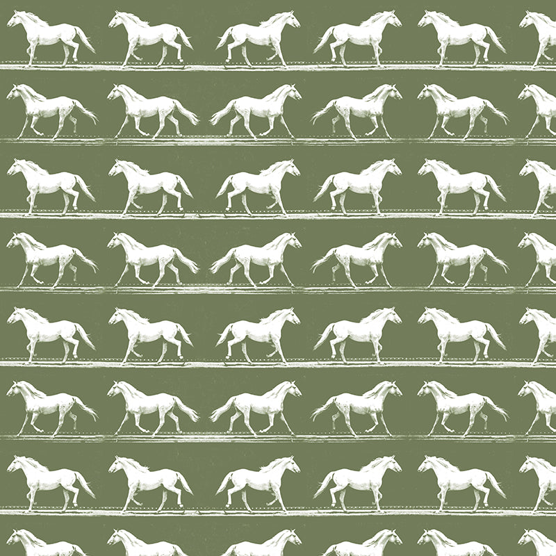 camargue green horse luxury wallpaper pattern