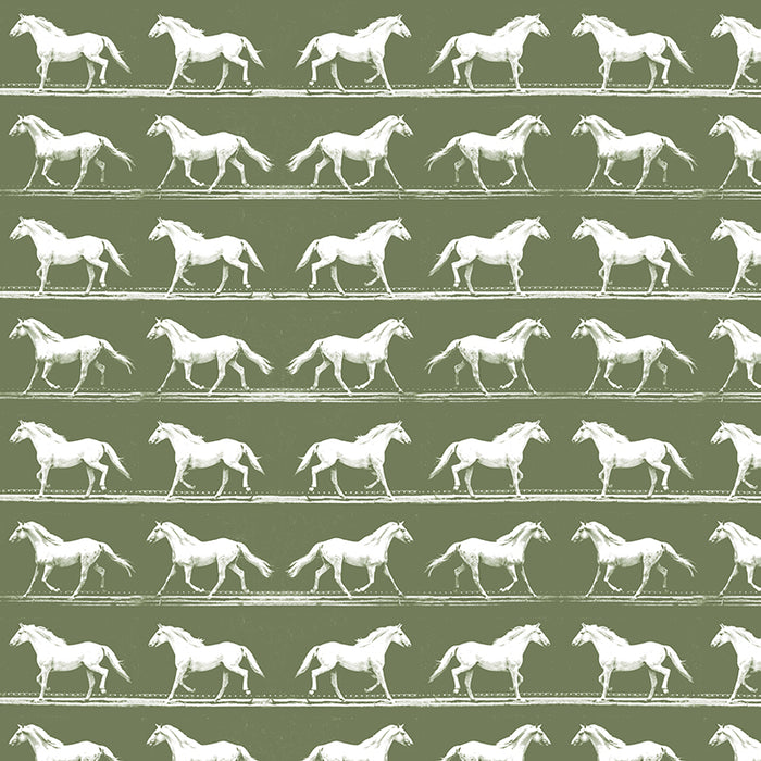 camargue green horse luxury wallpaper pattern