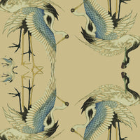 oseau grue silver foil luxury gold wallpaper 
