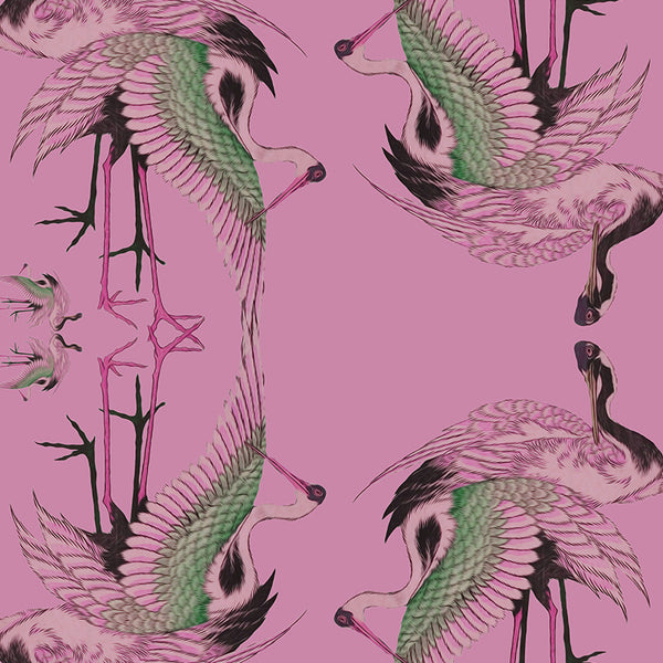 Oseau Grue silver foil wallpaper